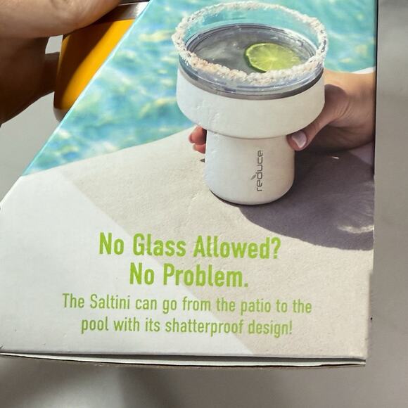 Reduce SALTINI TUMBLER 2pc Set 12 oz Cocktail 360° Salt & Sip Saltable Lid NEW - Picture 5 of 7